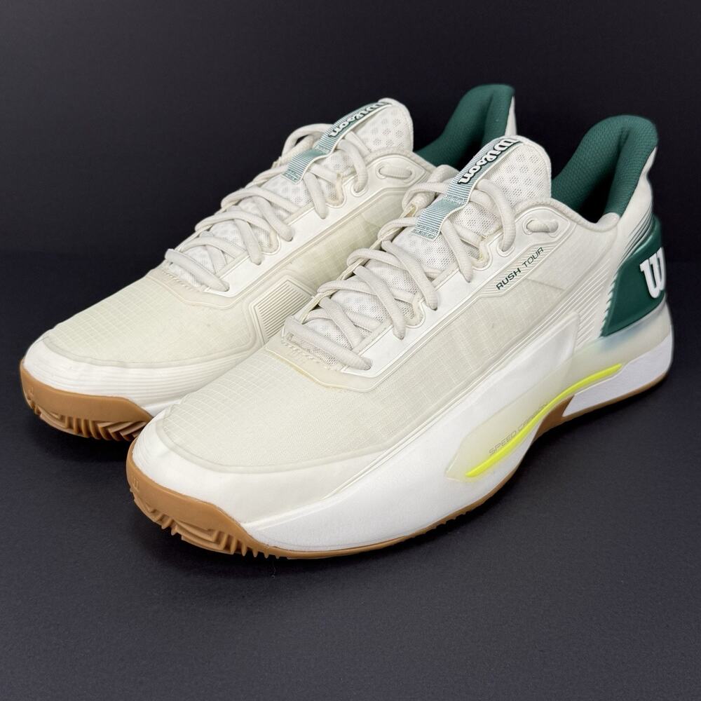 Wilson Rush Tour 5 Clay SAMPLE Men’s 10 Tennis Shoes White Green New